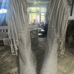 BRAND NEW NEVER WORN SEXY SPARKLY SILVER CUT OUT BOOTS - EU 41 - US SIZE 9.5/10